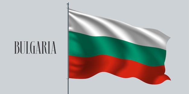 Bulgaria waving flag on flagpole  illustration