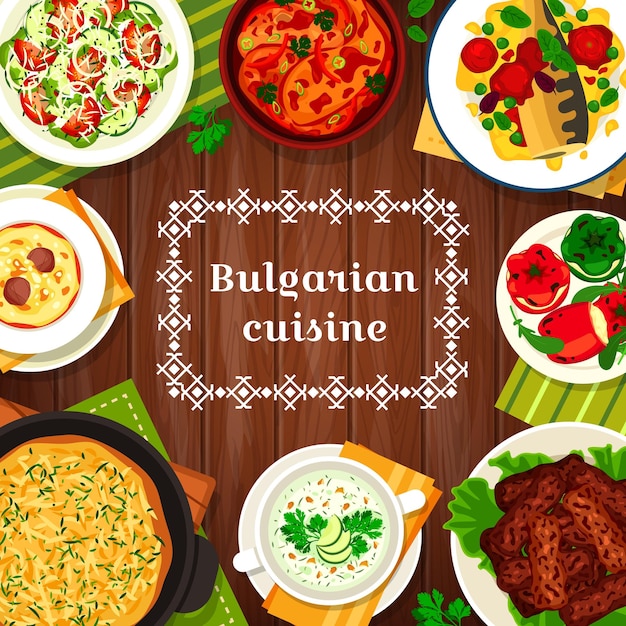 Vector bulgarian cuisine meals dishes food menu lunch