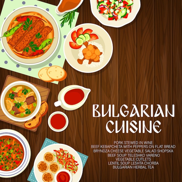 Vector bulgarian cuisine menu cover