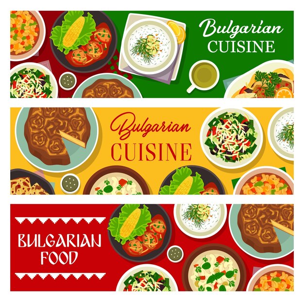 Vector bulgarian food meals restaurant menu dish banner