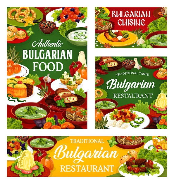 ベクトル 野菜と肉を使ったブルガリア料理レストラン