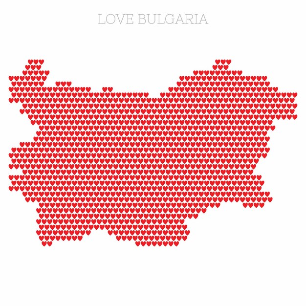 Bulgarije landkaart gemaakt van liefdeshart halftoonpatroon