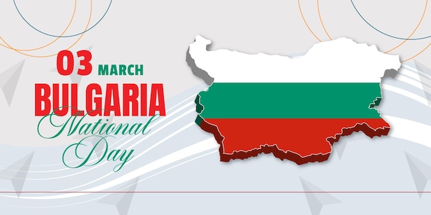 Bulgarije nationale feestdag banner met Bulgaarse 3D kaart en vlag kleuren thema achtergrond. Bevrijdingsdag.