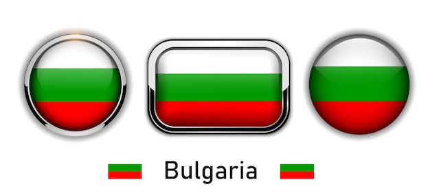 Bulgarije vlag knoppen, 3d glanzende vector iconen.