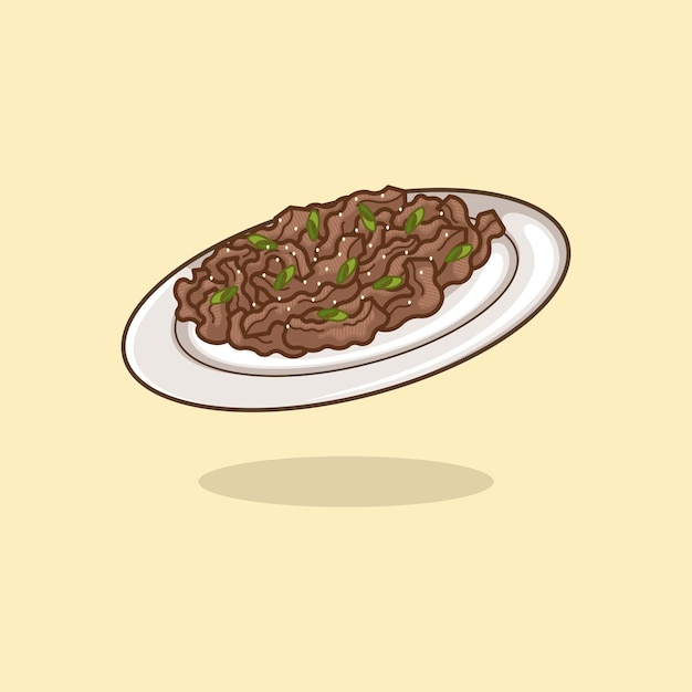 Vector bulgogi cartoon cute korean food