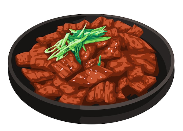 Vector bulgogi korean food drawing illustration of traditional cuisine grilled fried meat