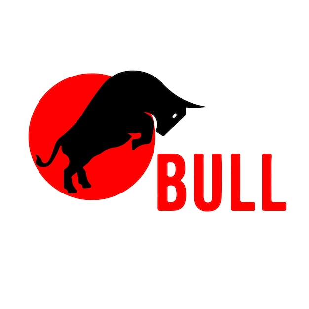 Bull animal icon red black design template eps file