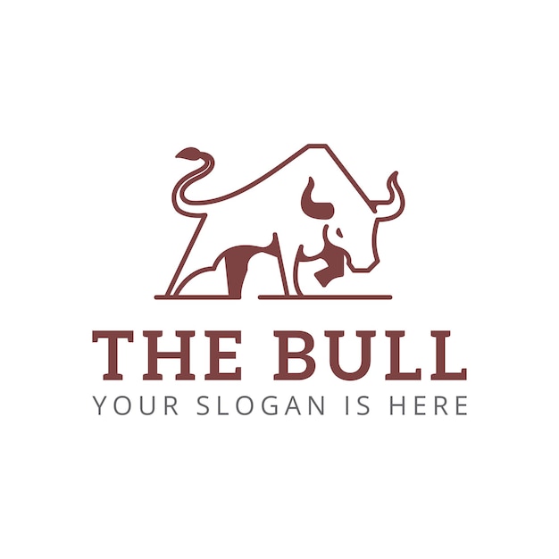 Bull Animal Nature Attack Angry Line 아트 로고 템플릿