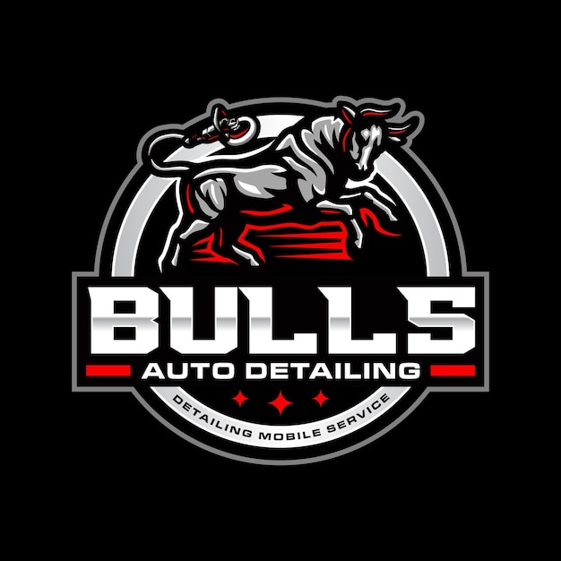 Bull auto detailing logo template