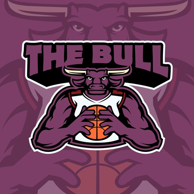 Vector bull basket ball mascot logo design