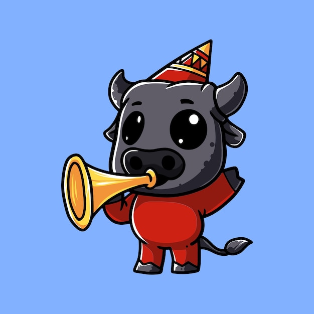 Vector the bull blows the trumpet