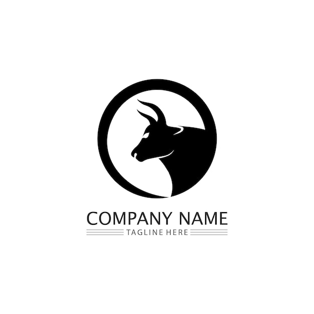 Vettore toro bufalo testa mucca animale mascotte logo design per corno sportivo sport