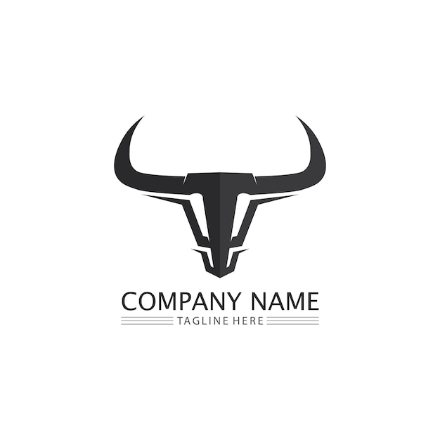 bull buffalo head cow animal mascot logo design for sport horn 