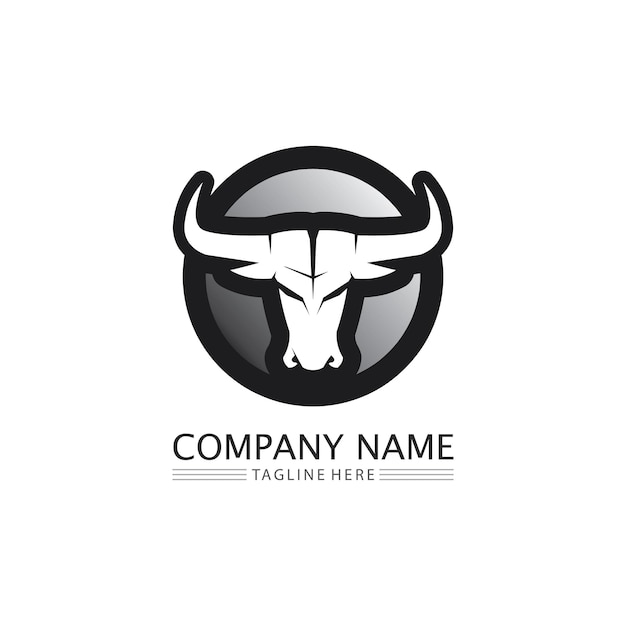 Vector bull buffalo head cow animal mascot logo design for sport horn