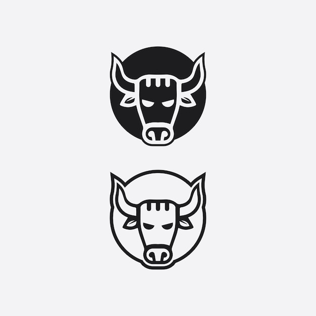 雄牛と水牛の頭の牛の動物のマスコットのロゴデザインベクトルスポーツホーン水牛の動物の哺乳類の頭のロゴ野生のマタドール