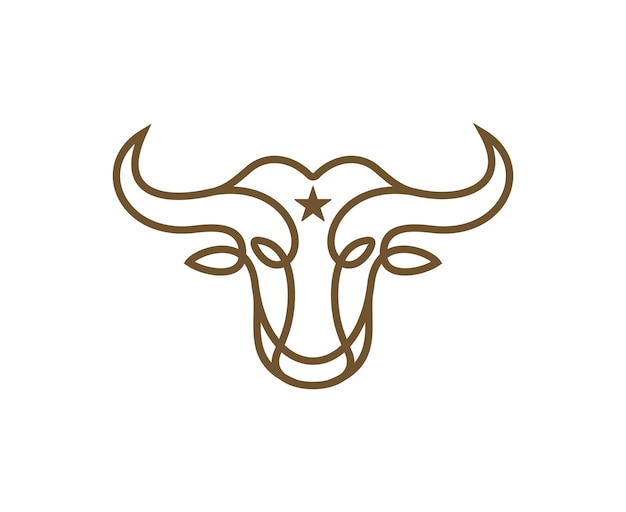 Modello di progettazione del logo dell'icona del vettore della testa di angus della mucca del toro