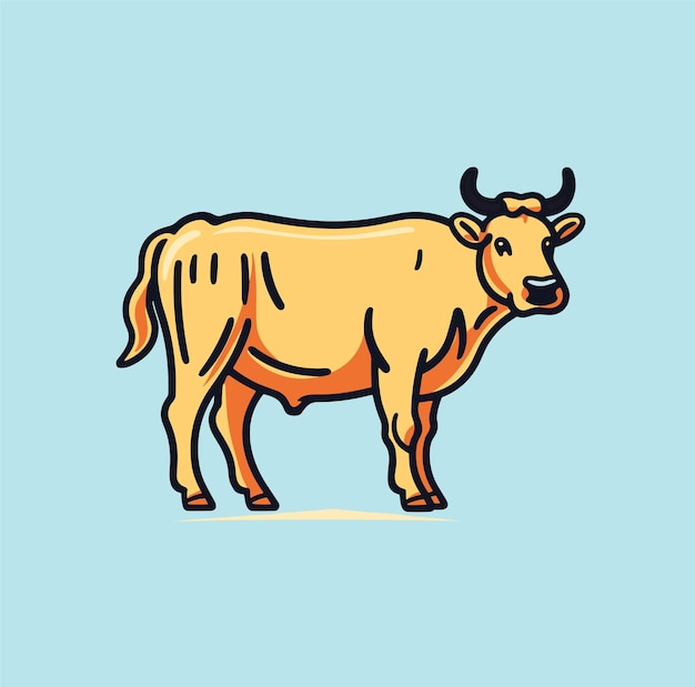 Bull Cow emblem simple logo icon label template Vector illustration