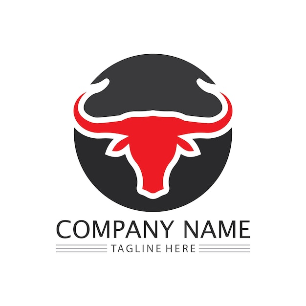 Bull and cow logo design icon vector horn animals