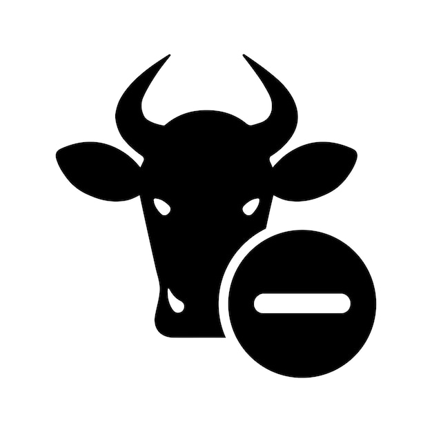 Bull delete cow remove icon black vector graphics