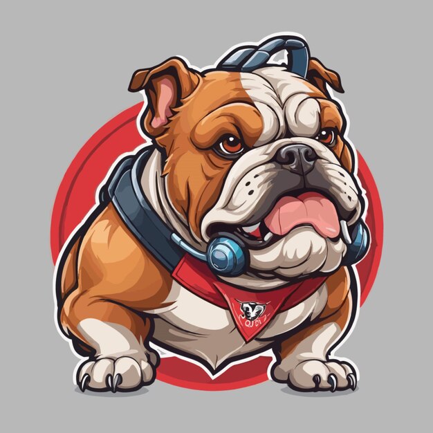 Vettore di mascotte di bull dog esport su sfondo bianco