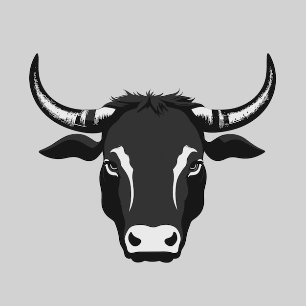 bull face silhouette cartoon vector style