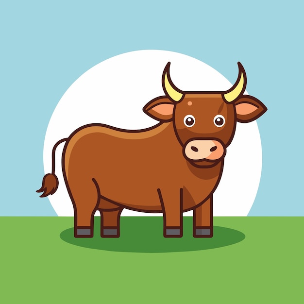 Bull in the field Vector illustration in a flat style Wild animal Generative AI Generative AI design for Instagram Facebook wall painting
