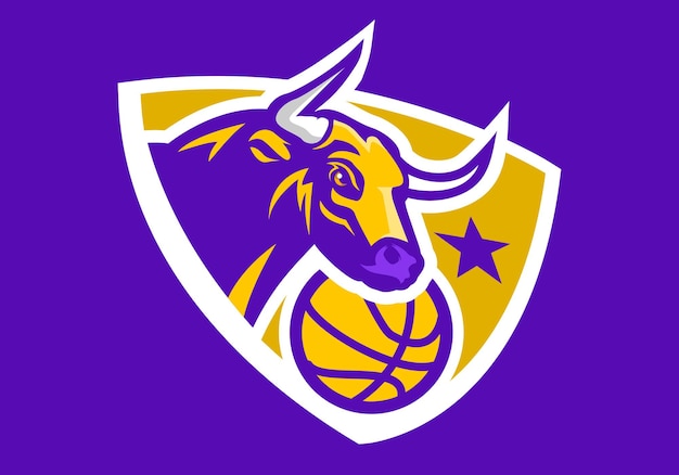 Bull head basketball badge logo