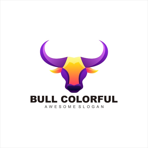 bull head colorful logo mascot illustration