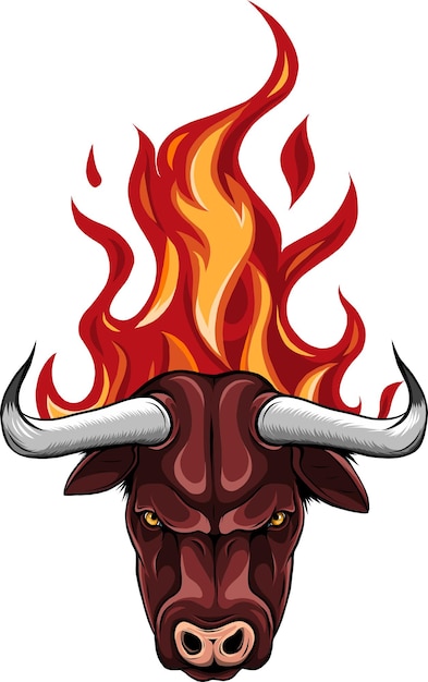 Bull Head FlameFurious Bull and flame background