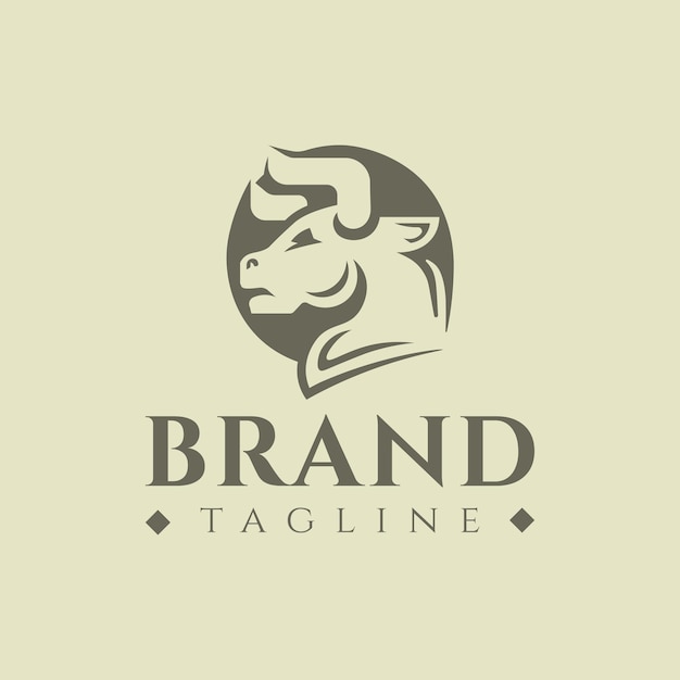 Bull head in flat style logo