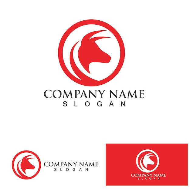 Bull head horn red logo animal vector