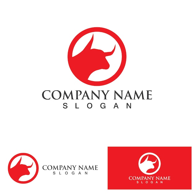 Bull head horn red logo animal vector