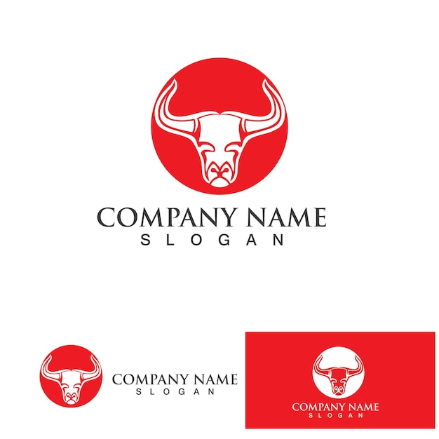 Bull head horn red logo animal vector