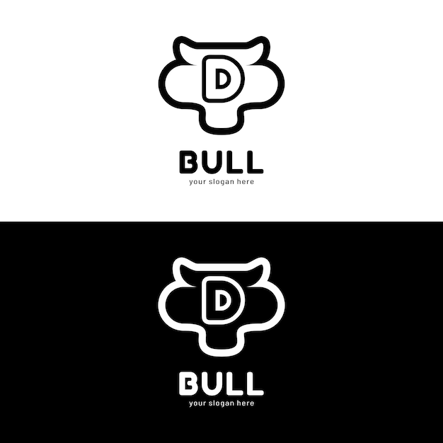 Bull Head Logo Design with Letter D