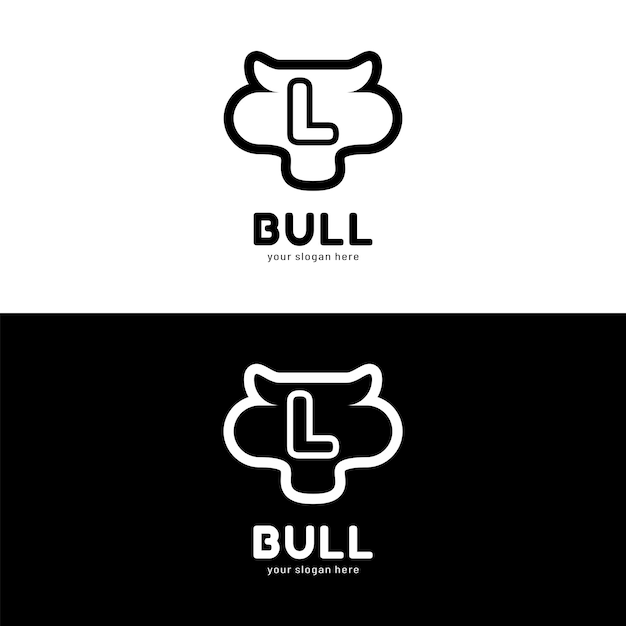 Bull head logo design with letter l