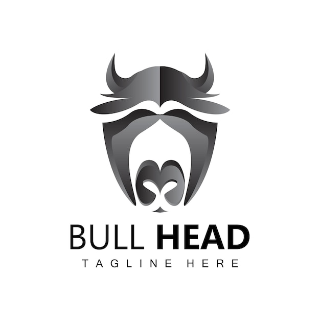 Testa di toro logo fattoria animale vettore bestiame illustrazione azienda icona del marchio