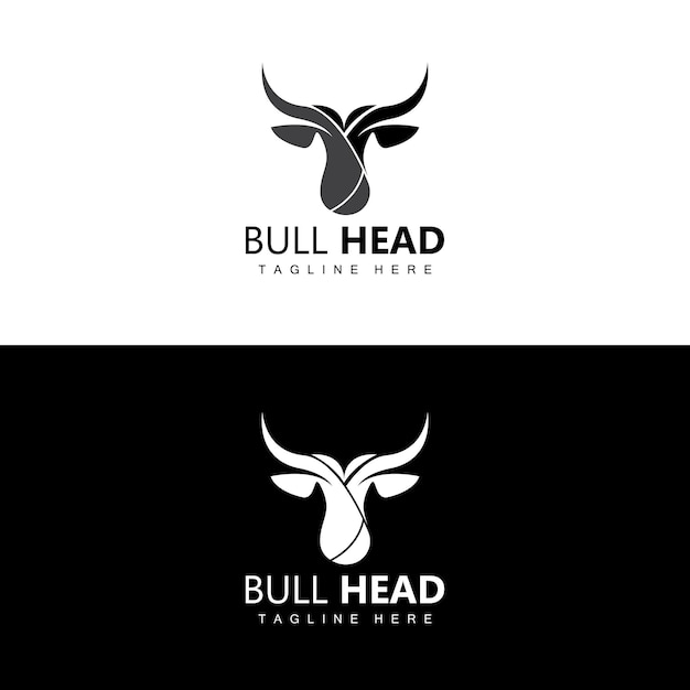 Bull head logo farm animal vector livestock illustration company brand icon