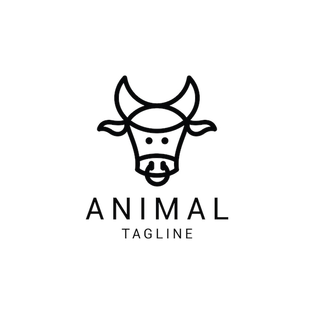 雄牛の頭のロゴアイコンデザインテンプレートフラットベクトルイラストプレミアムベクトル