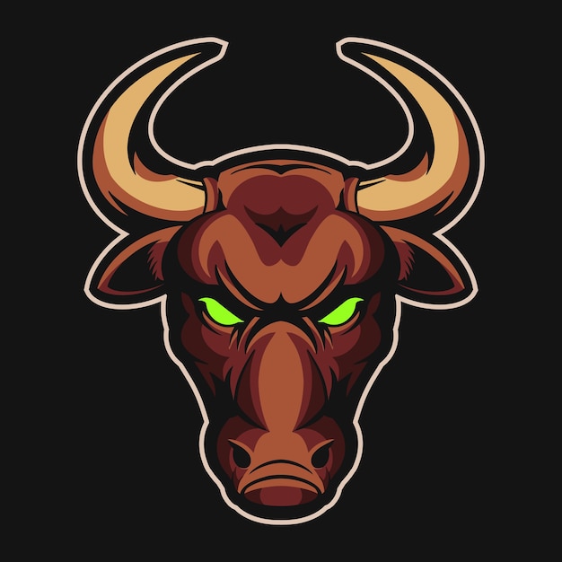 Vector bull head logo illustration isolated on dark