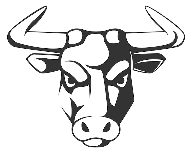 Bull head logo sport aggressive symbol animal tattoo isolated on white background