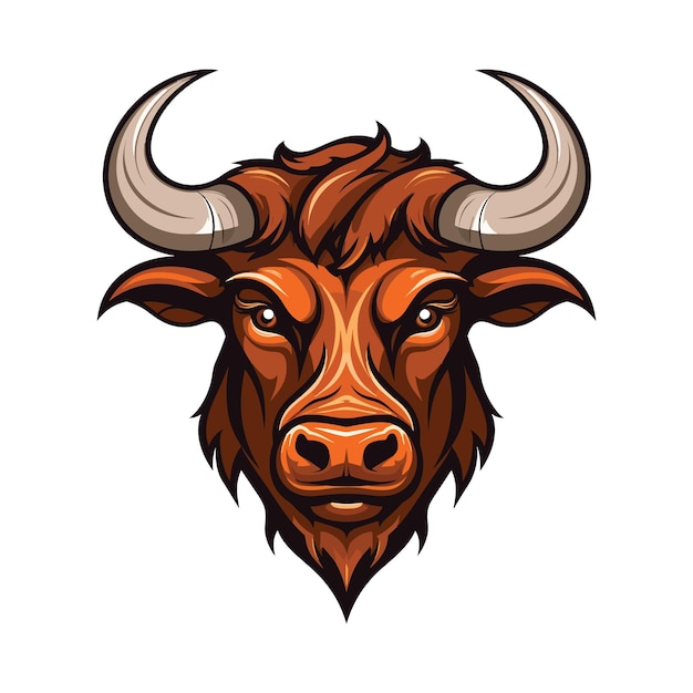 Bull head mascot Logo design Illustration for printing on tshirts