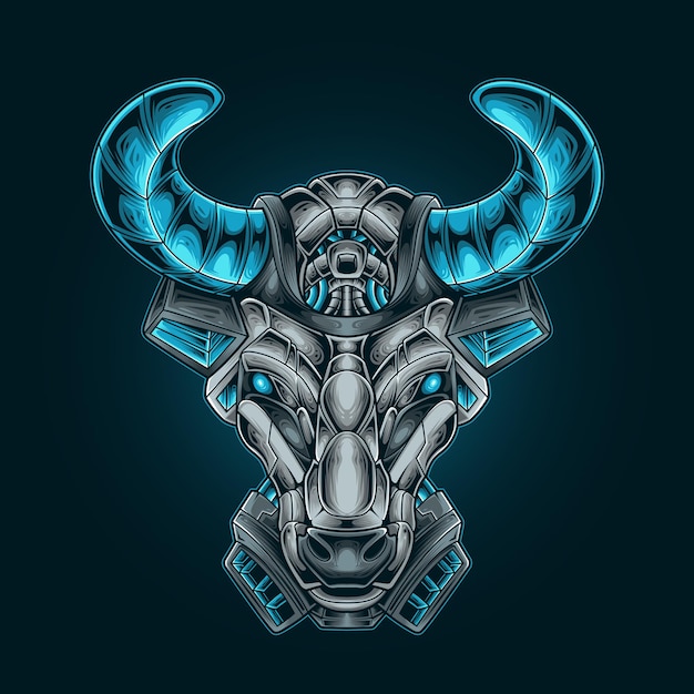 bull head mecha vector illustration