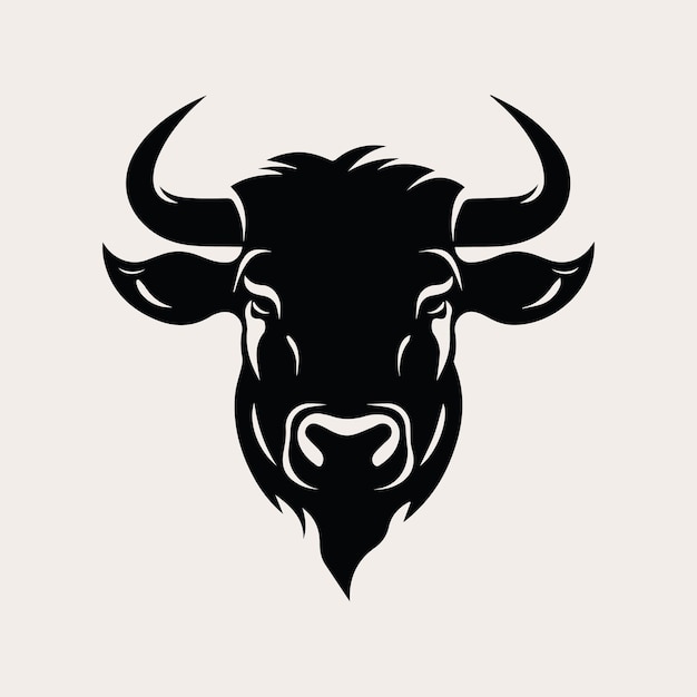 Bull head one color vector logo emblem or icon Tattoo art style