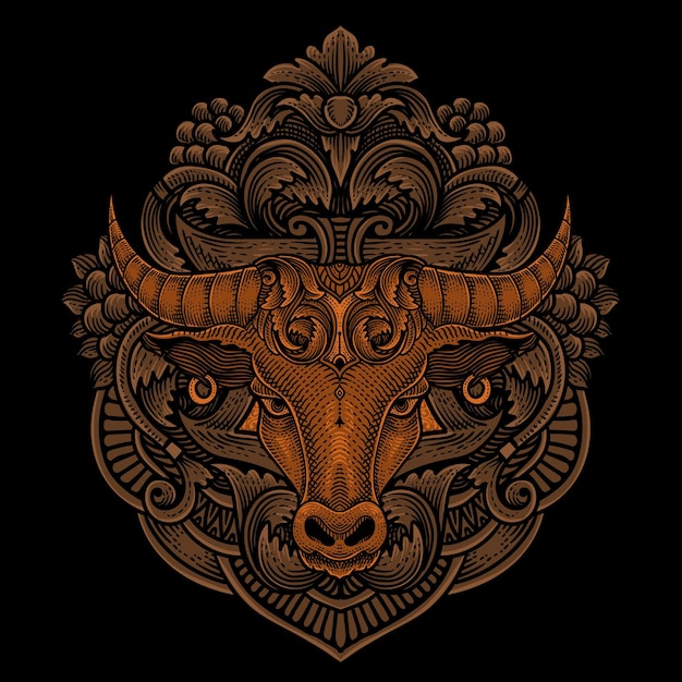 bull head tribal style with vintage engraving ornament perfect for your business and merchandise