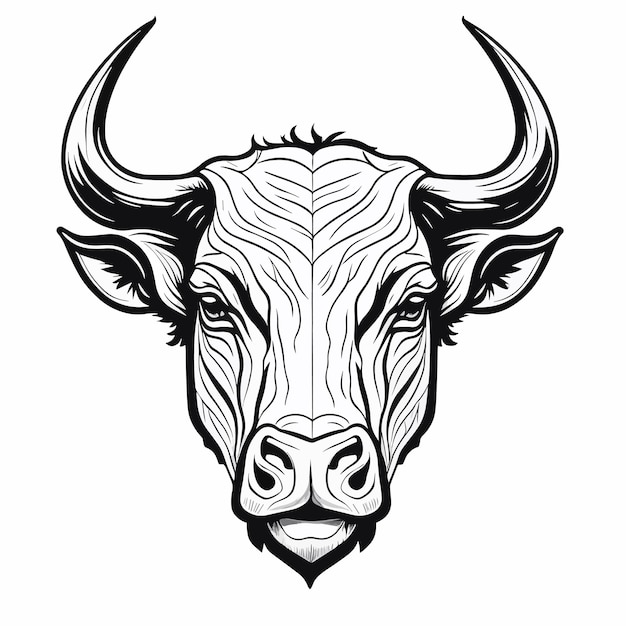 Una testa di toro con un motivo in bianco e nero.