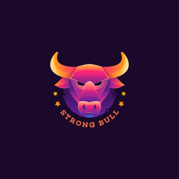 Vector bull head with colorful gradient logo