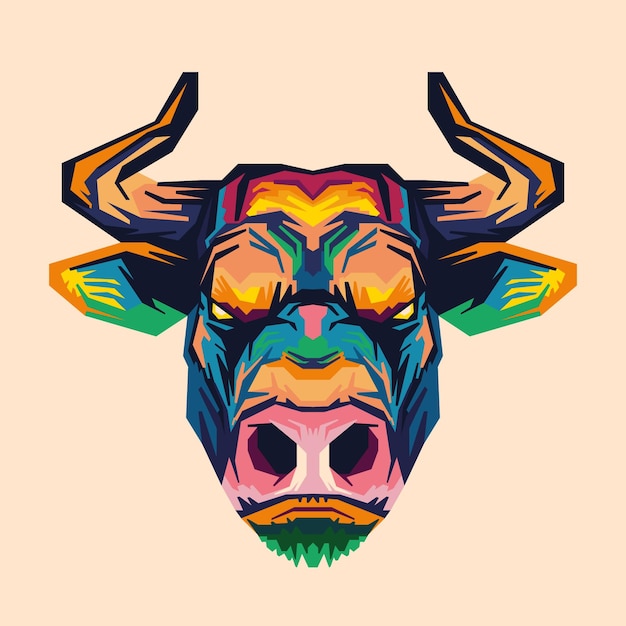 Vector bull head wpap pop art style design