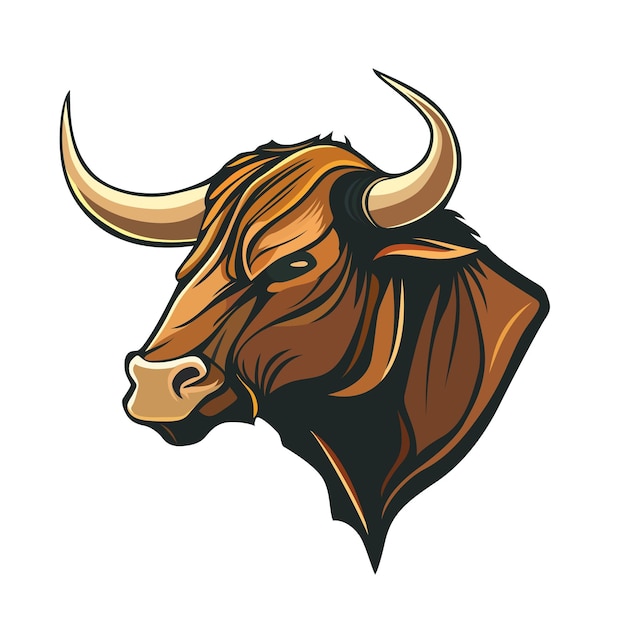 Bull hoofd logo ontwerp Abstracte tekening stier gezicht Schattig stier gezicht met hoorns