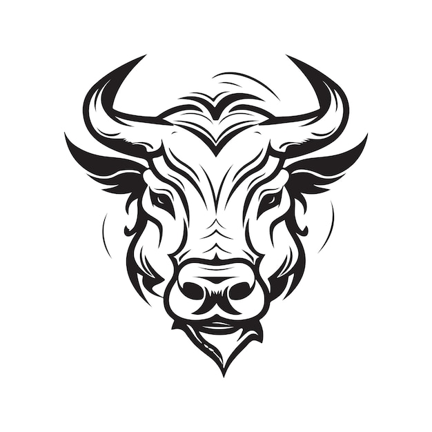 Bull hoofd vector concept digitale kunst hand getrokken illustratie