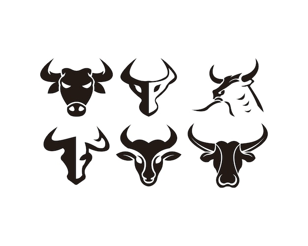 Vector bull horn animal silhouette farm icon